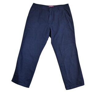 Woman Within18W Pants Blue Natural Fit Twill Straight Leg Chino Casual Cotton